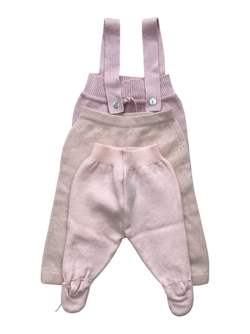 091–3 bottoms TSE & Lili Gaufrette Pink and Blush Knit Baby Bottoms Set